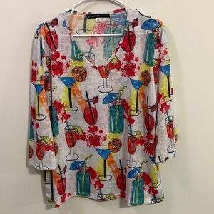 Clotheshead drink themed V Neck tunic Size XXL very good condition